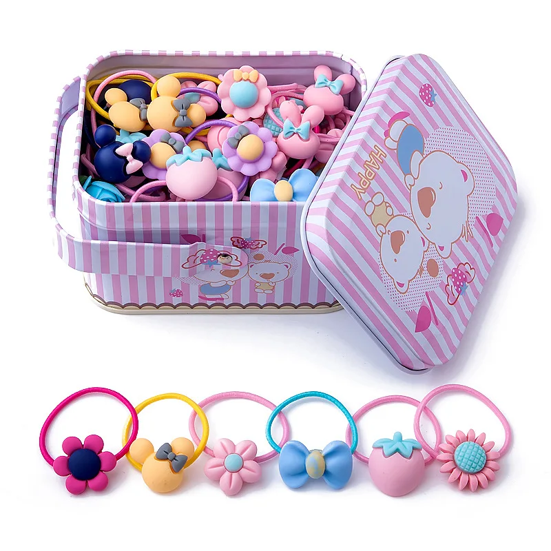 

40Pcs/Lot Girls Hair Accessories Gift Box Elastic headband Flower Hair Clip Bows New Headband Hairband Cute Hairbands for Kids