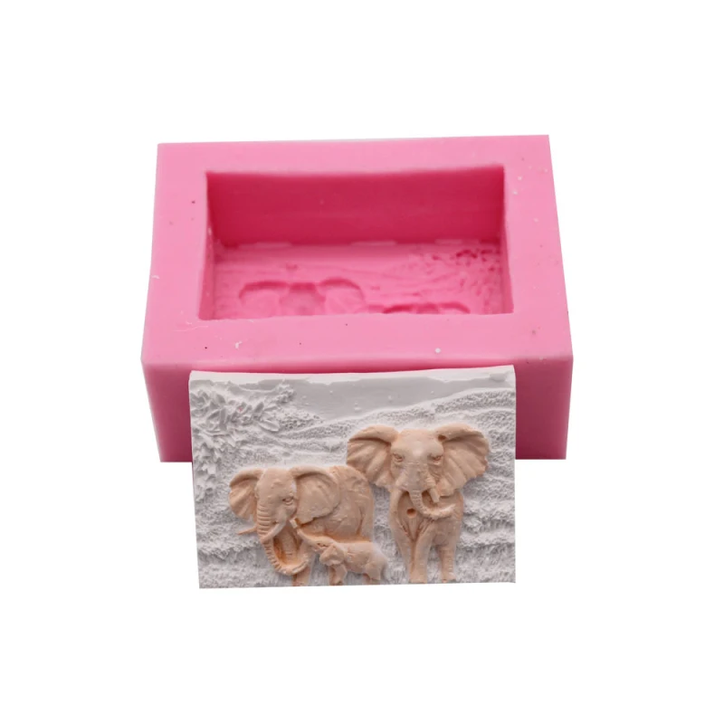 

3D Elephant Fondant Cake Mould Square Shape Silicone Mold Soap Making Tools DIY Candle Crafts Aroma Plaster Decorting Supplies
