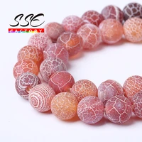 4 6 8 10 12mm natural stone matte onyx beads for jewelry making frost cracked red agates beads diy bracelet necklace 15inches