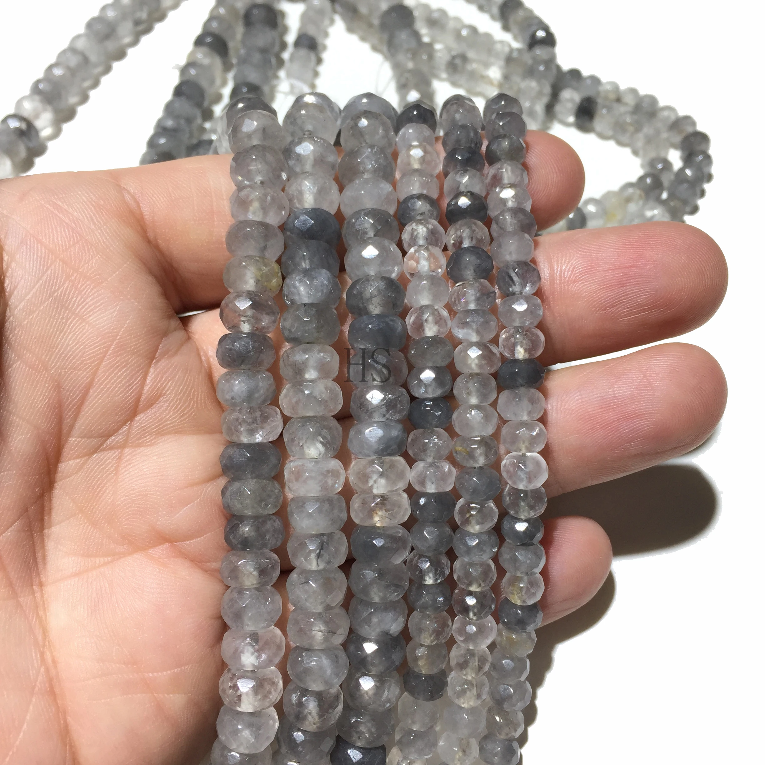 Натуральный камень пасмурный кварц Рондель граненый круглый свободный бисер