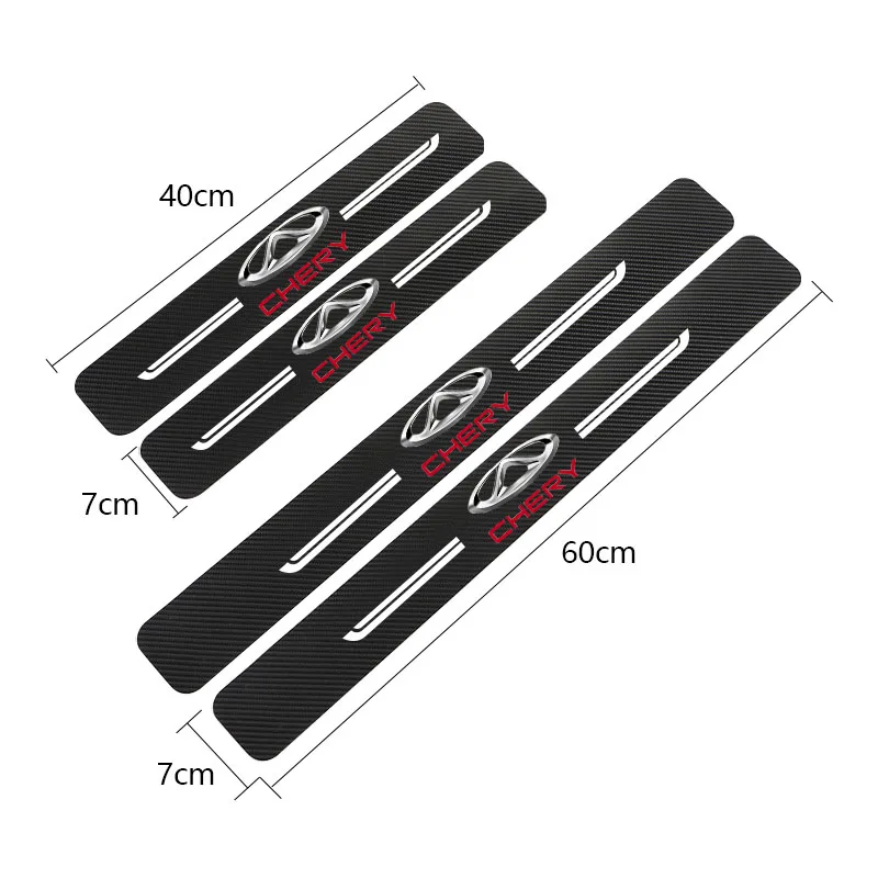 4 шт. углеродного волокна порога протектор кожаные виниловые наклейки для