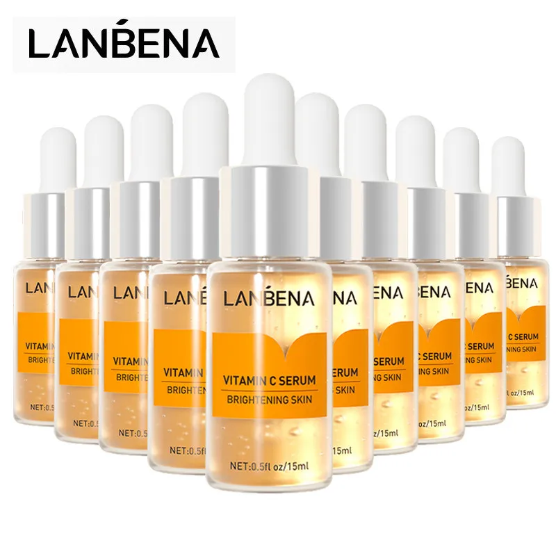 

LANBENA Vitamin C 20% Whitening Serum Remover Freckle Speckle Fade Dark Spots Anti-oxidation Hyaluronic Acid Essence Cream 10pcs