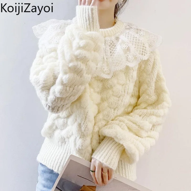 

Koijizayoi Fashion Women Sweater Long Sleeves O Neck Office Lady Autumn Winter Warm Thick Pullovers Korean Outwear Jumper Korean