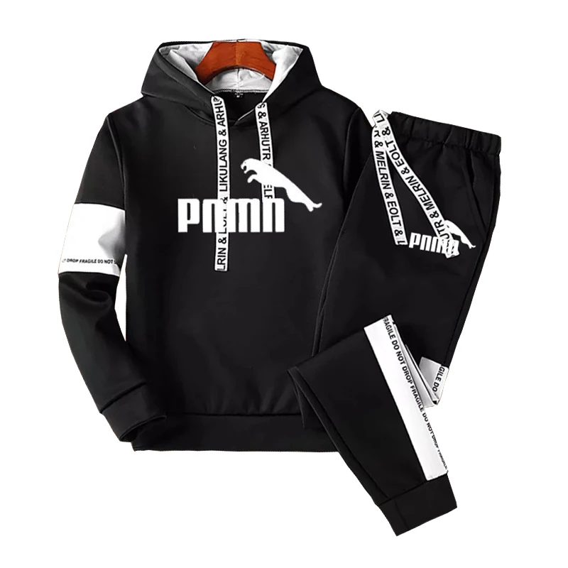 

2021 Harajuku Casual Print Pullover Hoodies Men's Sets Fashion Letter Print Quick Dry Hooded Sweatshirt Man Trend Street Tops