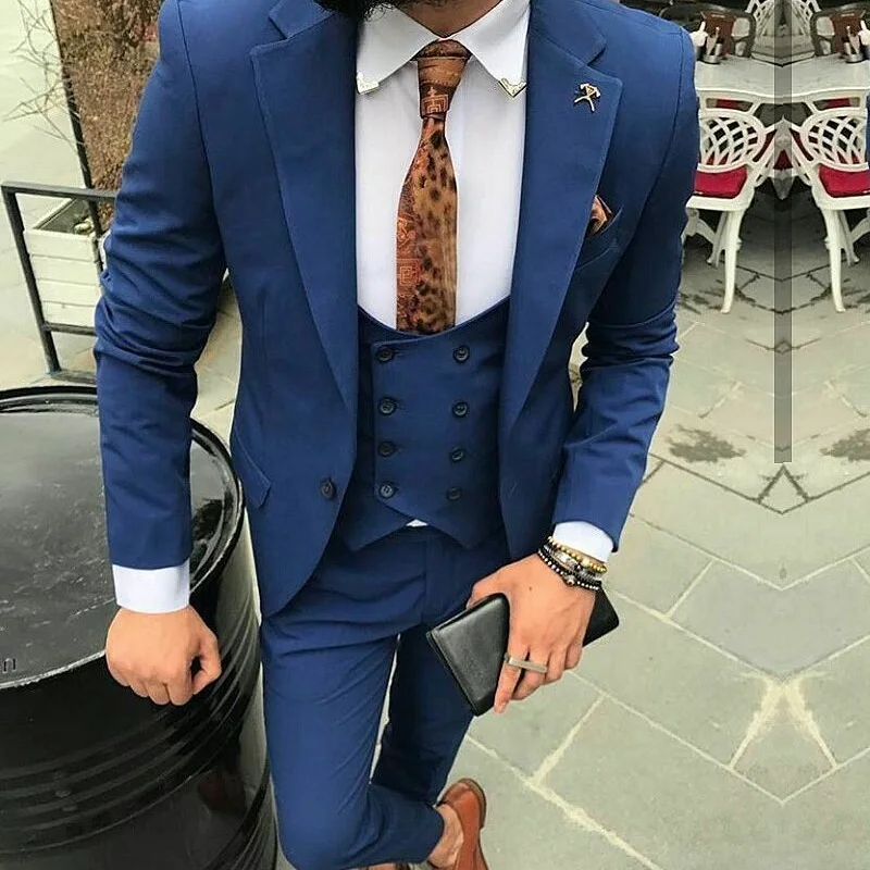 

3 шт Формальные темно-синие мужские костюмы приталенный смокинг жениха смокинг, костюмы жениха для мужчин свадебные на заказ мужские s тонки...