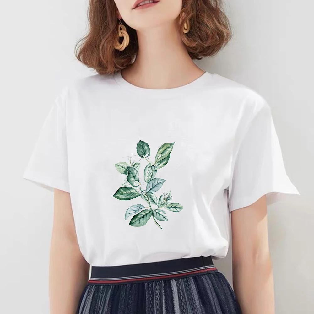 Flower Plant Women Letter, Graphic Printed T-shirt Fashion Cartoon Women T-shirts Girl Tops Tee Love Gift Couple Clothes