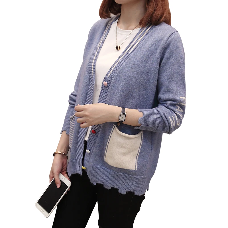Женский свободный кардиган размера плюс теплый тонкий вязаный в Корейском стиле