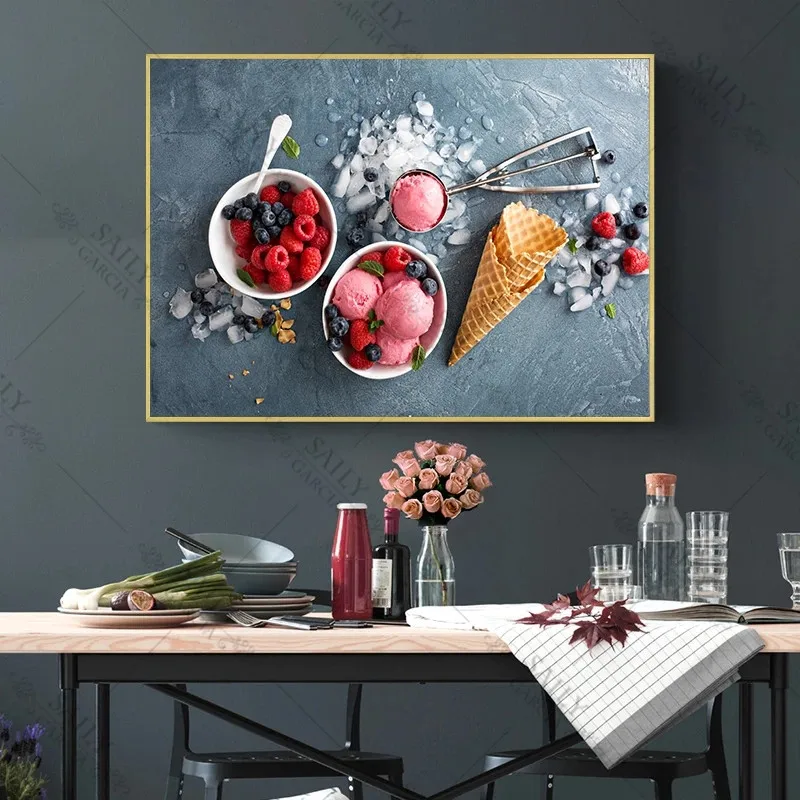 

Farmhouse Decor Food Painting Fruit Poster Coffee Wall Art Canvas Picture Tea Wine Kitchen Decoration Wall Painting Home Decor