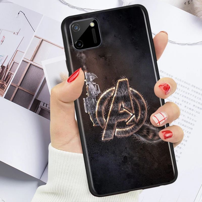 

Marvel Avengers logo for OPPO Realme V15 X5 X3 X50 X7 X2 C17 C11 C3 C2 7 7i 6 6S 6i 5 3 2 Pro Soft Black Phone Case