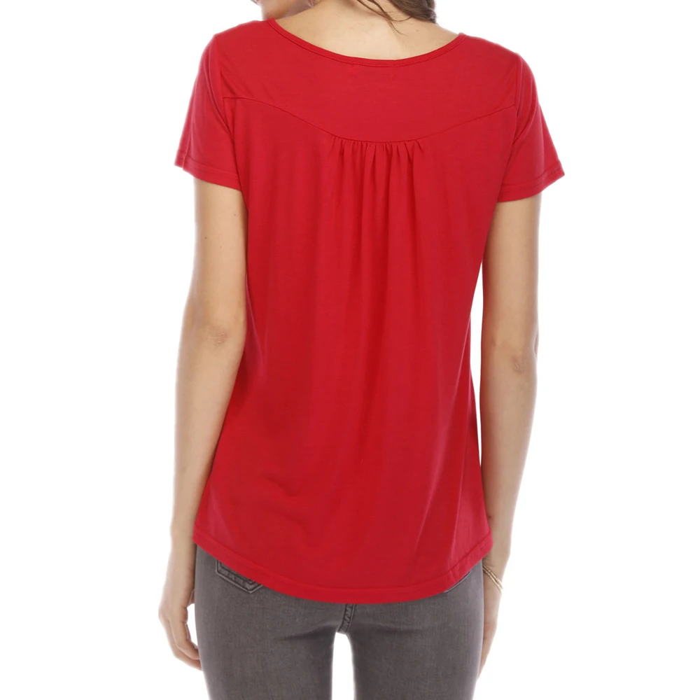 2021 Summer Short Sleeve Casual T-Shirt O-Neck Buttons Female Apring Solid Loose Tees Women Elegant Plain Tops 10 Colors | Женская