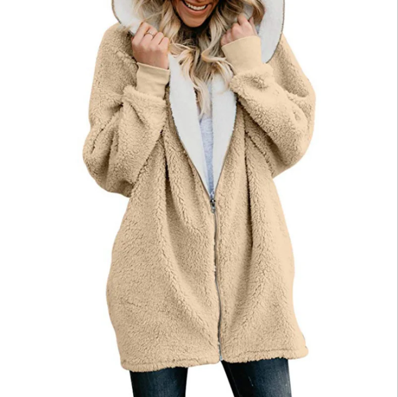 

Women Teddy Bear Winter Warm Fluffy Coat Hooded Jacket Parka Cardigans Tops