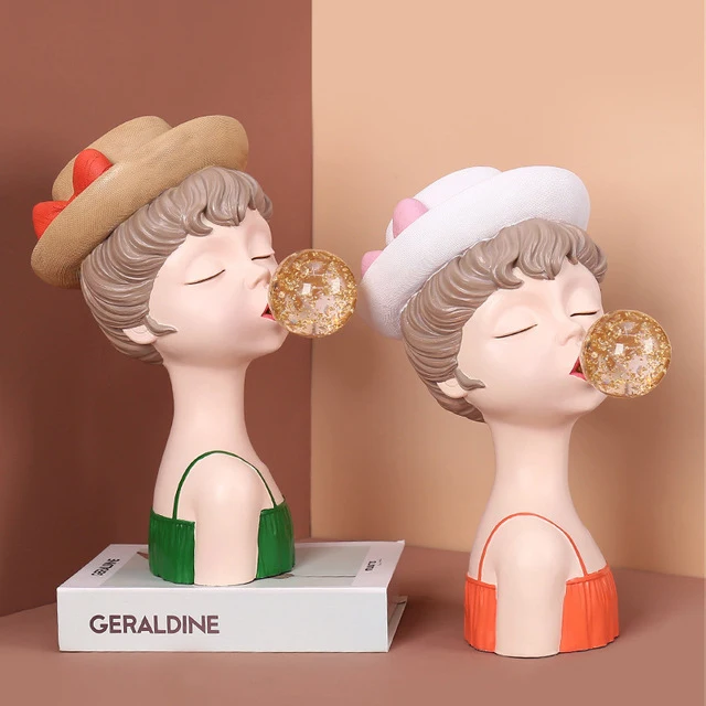 

Nordic Cute Modern Girl Resin Accessories Home Livingroom Desktop Statue Furnishing Decoration Office Table Figurines Adornments