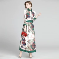 wrist sleeve turn down collar sexy floral butterfly printed dress 2020 women high waist slim a line elegant long maxi dress