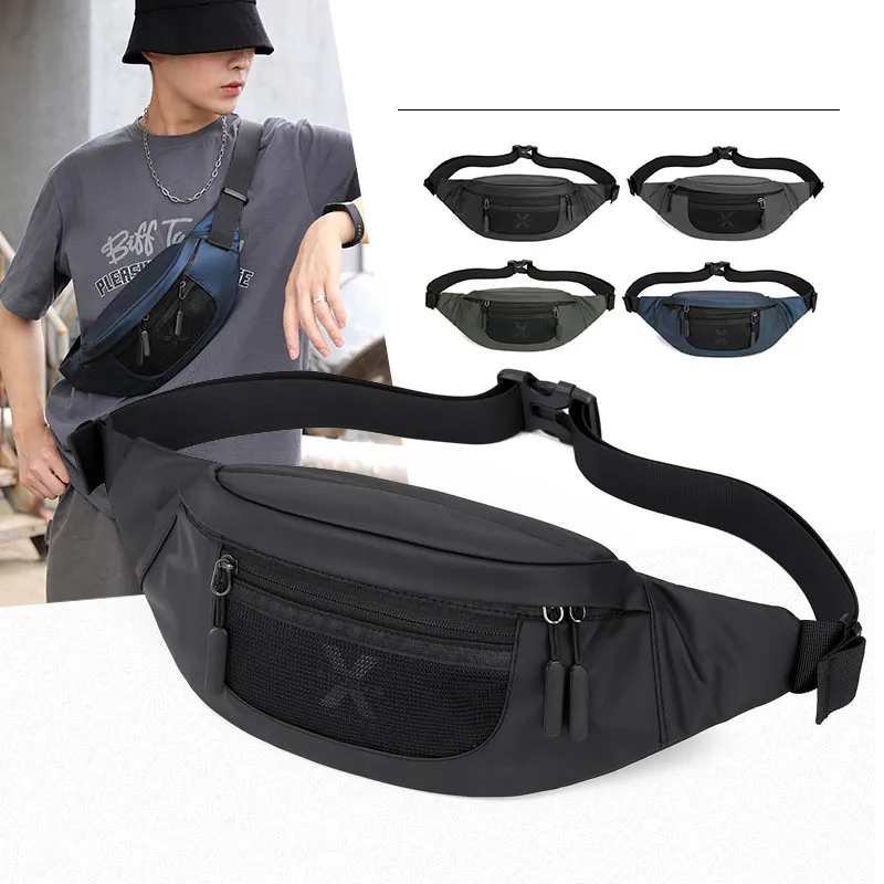 

Трендовая дорожная сумка через плечо с защитой от кражи для мужчин, однотонный уличный мессенджер, многофункциональный поясной кошелек для...