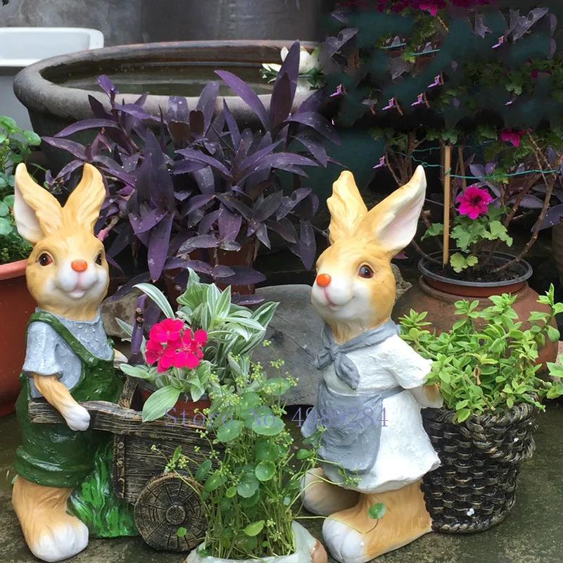 Скандинавские креативные смоляная заячья садовые украшения для двора уличные