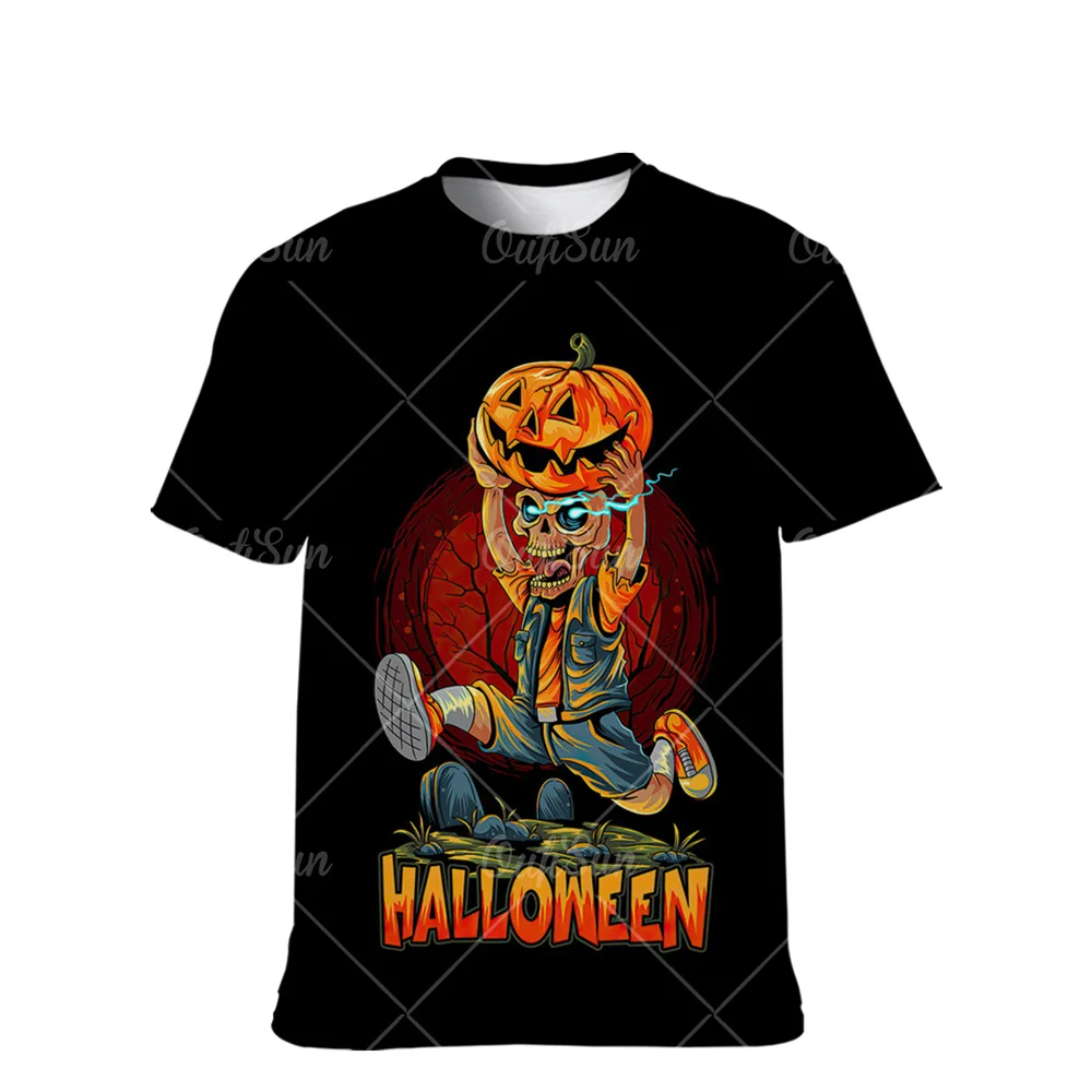 

Summer 3D Printed Halloween Night Short Sleeve T-shirts Casual Round Neck Punk Streetwear Oversize T-shirts Men's Clothes Tops