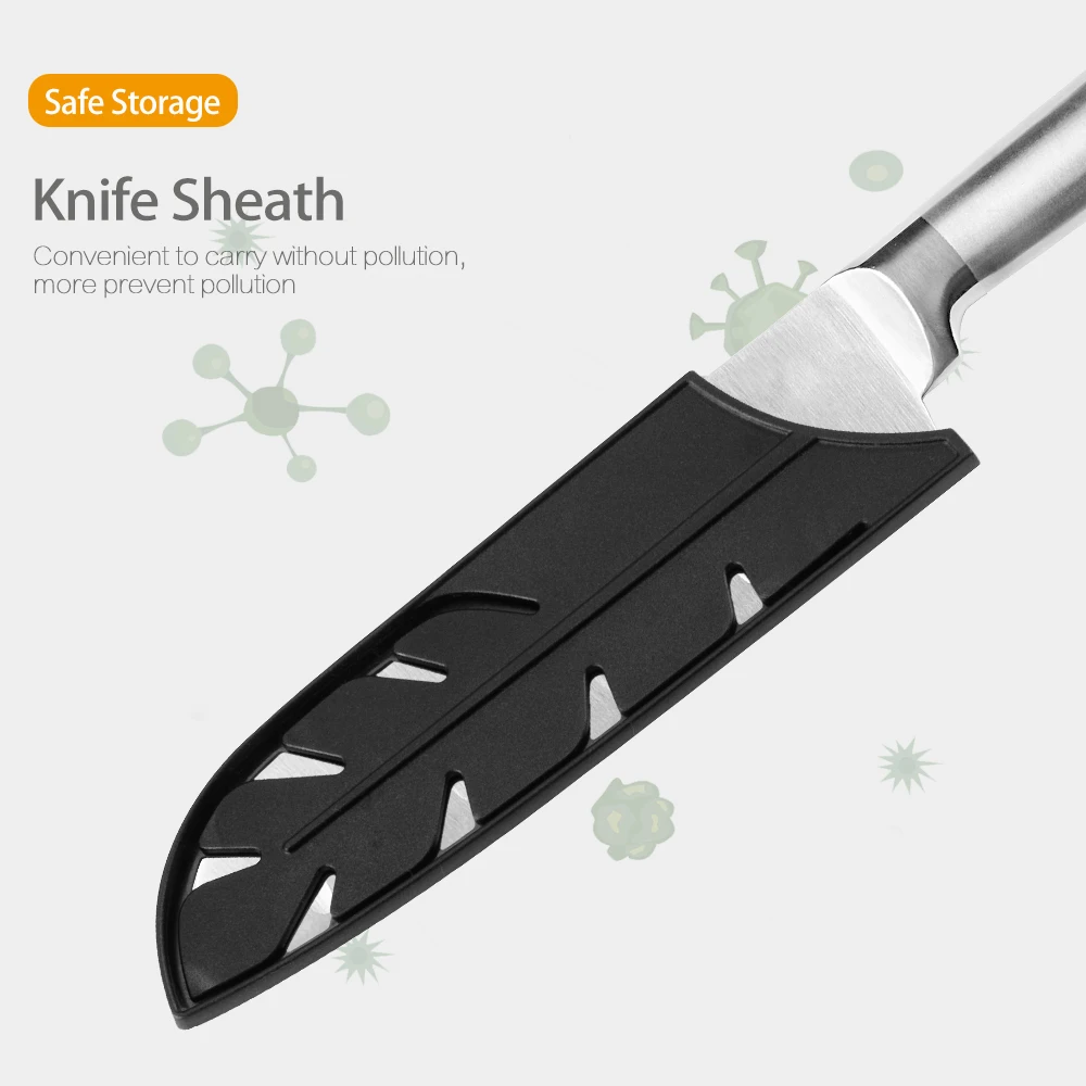 Sowoll кухонные ножи из нержавеющей стали с тяжелыми ножницами точильный стержень