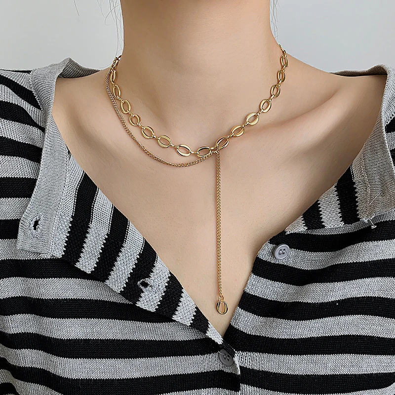 Женское простое ожерелье новинка 2021 золотая цепочка с кисточками ювелирное