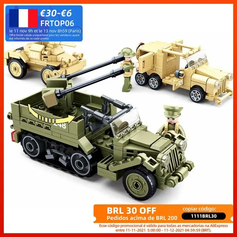 

WW2 Military Series Aircraft Plane Fighter Army Tank Armored Car Cannon Tractor Mortar Model Building Block Toys for Children
