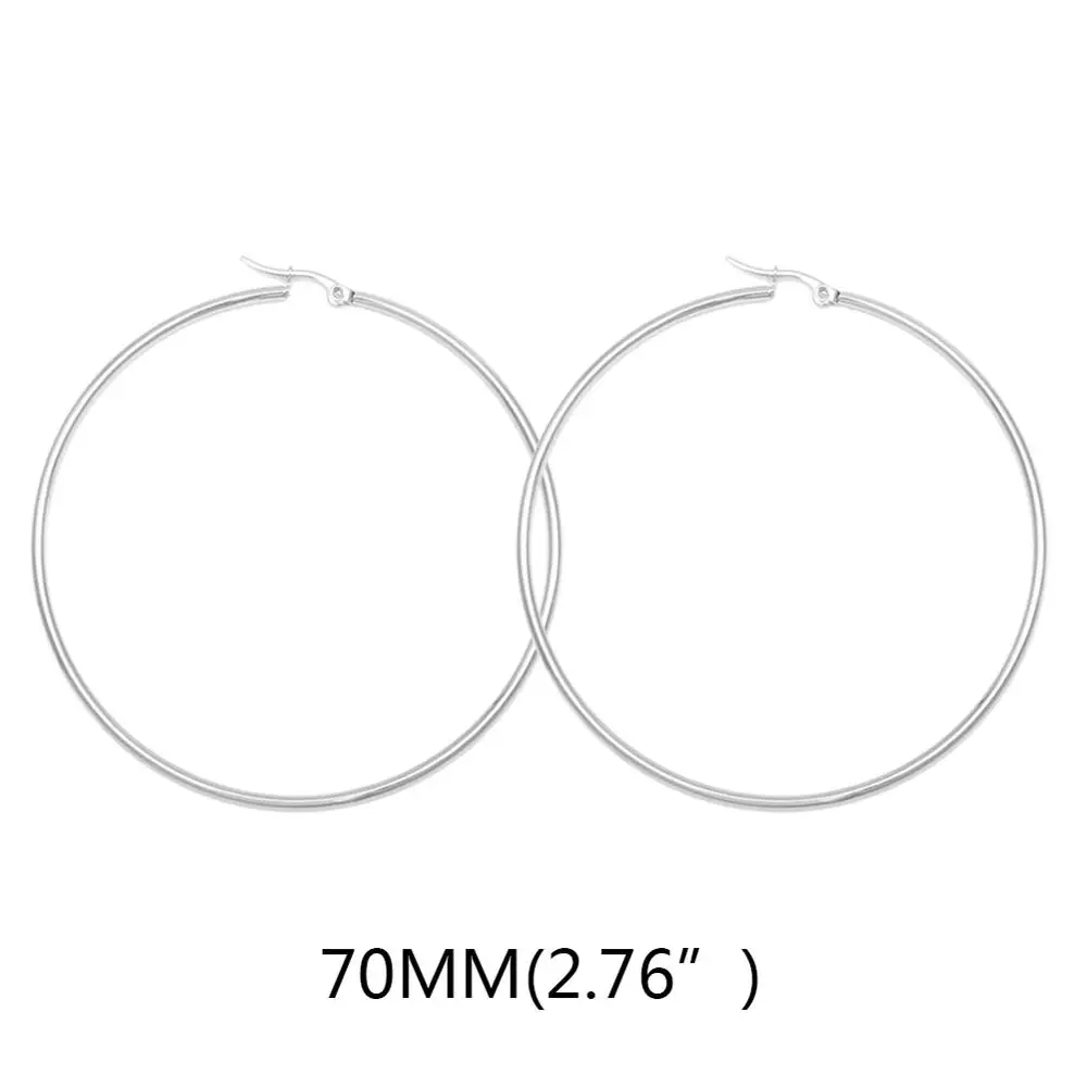 70mm Steel Простые круглые серьги из нержавеющей стали 316L золотого цвета, модные женские очаровательные серьги, кольцо для ушей, ювелирные изделия для леди, подарок, серьги doreilles - Окраска металла: 70mm Steel