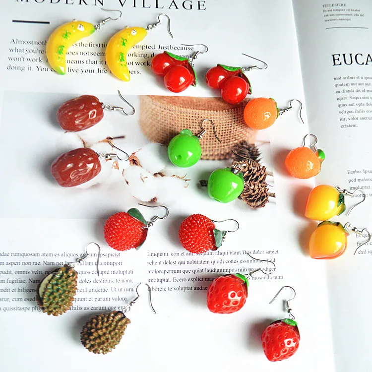 Япония и Южная Корея Yuansu серьги с фруктами из мультфильмов моделирование