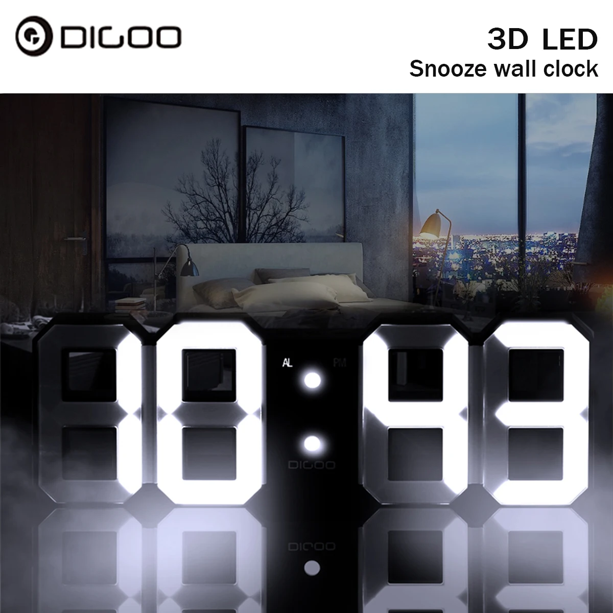 Digoo DC-K3 3D светодиодный цифровые настенные часы ночник будильник настольные часы с функцией повтора для украшения дома гостиной