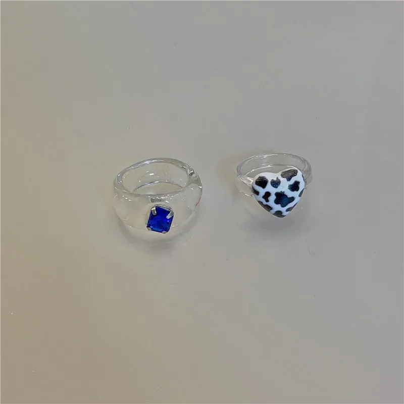 Новые модные разноцветные большие квадратные акриловые кольца из смолы для