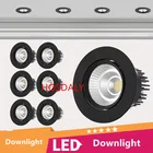 Светодиодный потолочный светильник с COB матрицей, белый, черный, светодиодный потолочный светильник с регулируемой яркостью, 5 Вт, 7 Вт, 9 Вт, 10 Вт, 12 Вт, алюминиевый светильник с регулируемой яркостью, 110 В, 220 В