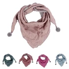 Новый шарф для маленьких девочек, треугольные шарфы, весенне-зимняя шаль для мальчиков, Детские шейные воротники, теплый детский шейный платок, милые шарфы с помпонами