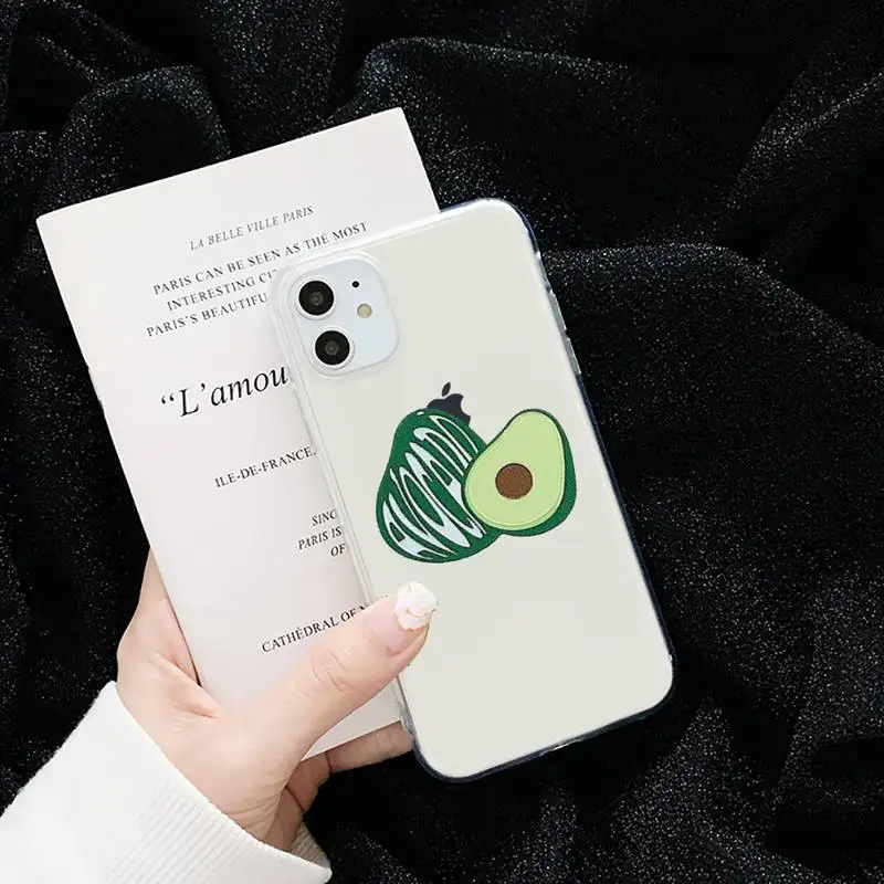 

cute cartoon Avocado funny Phone Case Transparent for iPhone 6 7 8 11 12 s mini pro X XS XR MAX Plus cover funda shell