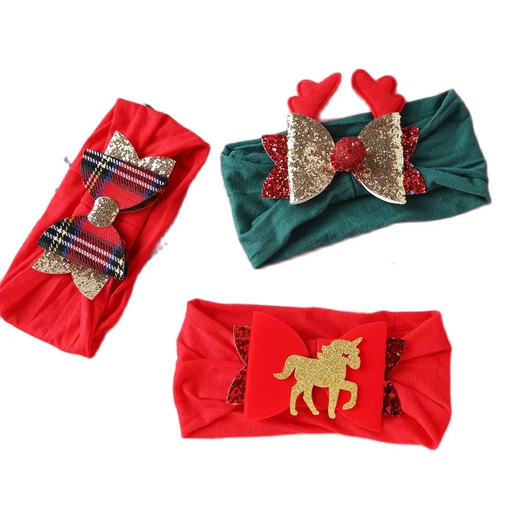 

Повязка на голову для новорожденных девочек, мягкая нейлоновая эластичная лента для волос, милый аксессуар на голову, Рождество