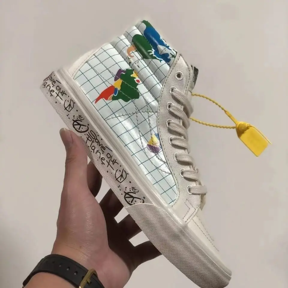 

Save The Earth Ins Graffiti High and Low Top Board Shoes for Men and Women Fashion and Leisure Comfortable Fit 2021