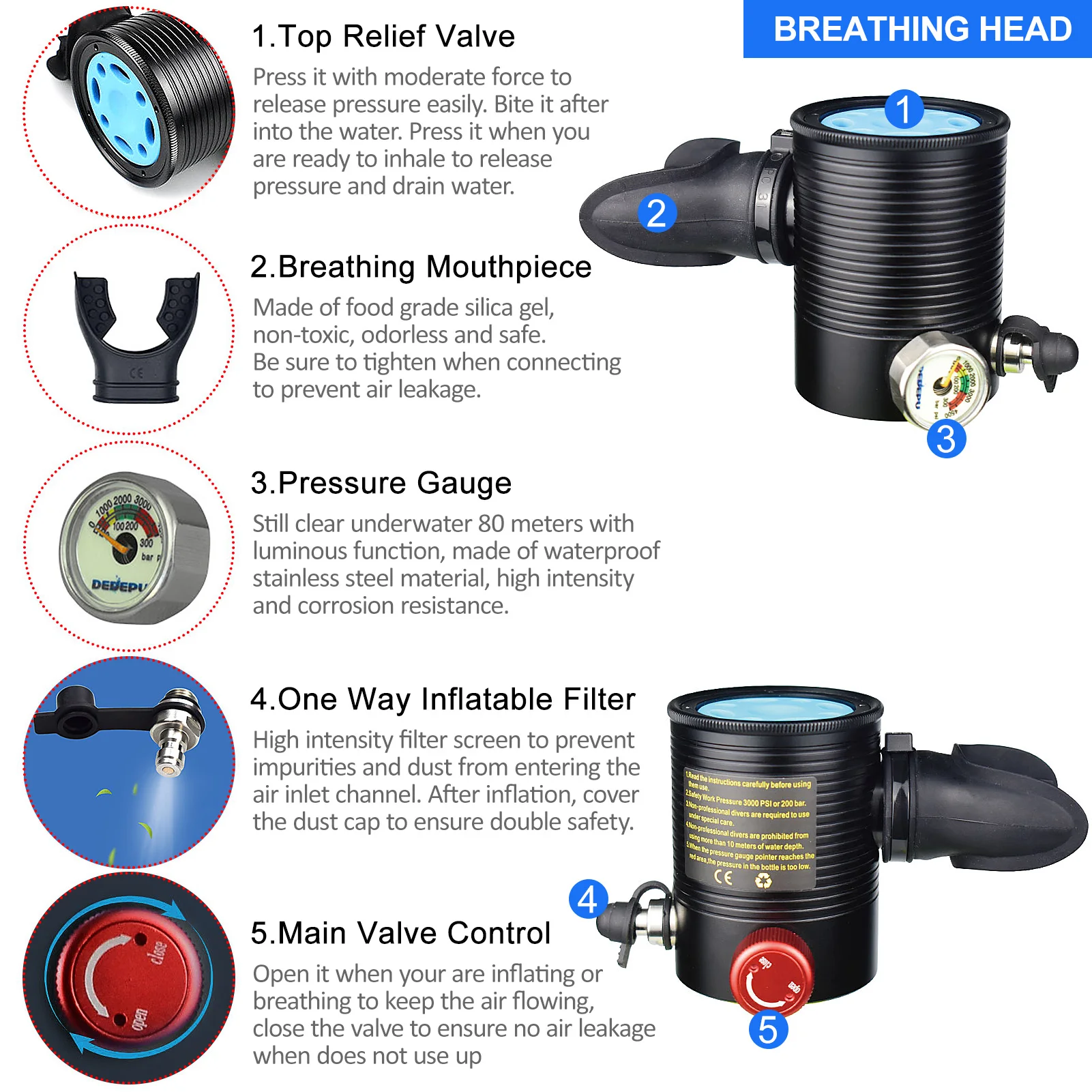 

S4000 Mini 0.5L/1L Scuba Tank Dive Cylinder Oxygen Cylidner 10-20 Minutes Capability Oxygen Snorkel Breath Sea Diving Equipment