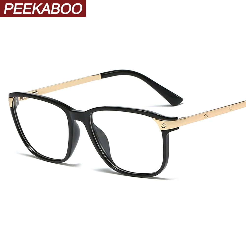 Peekaboo сверхлегкие tr90 очки Мужские квадратные полуметаллический прозрачные линзы черные оптические оправы Мужские украшения аксессуары