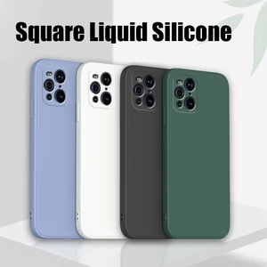 square liquid silicone phone case for oppo find x3 pro lite neo original cute capa findx3 x3pro x3lite x3neo 5g soft cover funda free global shipping