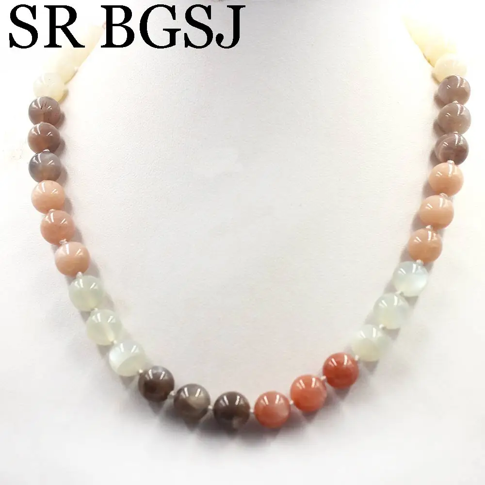 

Free Ship 10mm Mixed Sun Stone Round Beads Knot Natural Stone Chocker Beaded Necklace Strand 17.5"