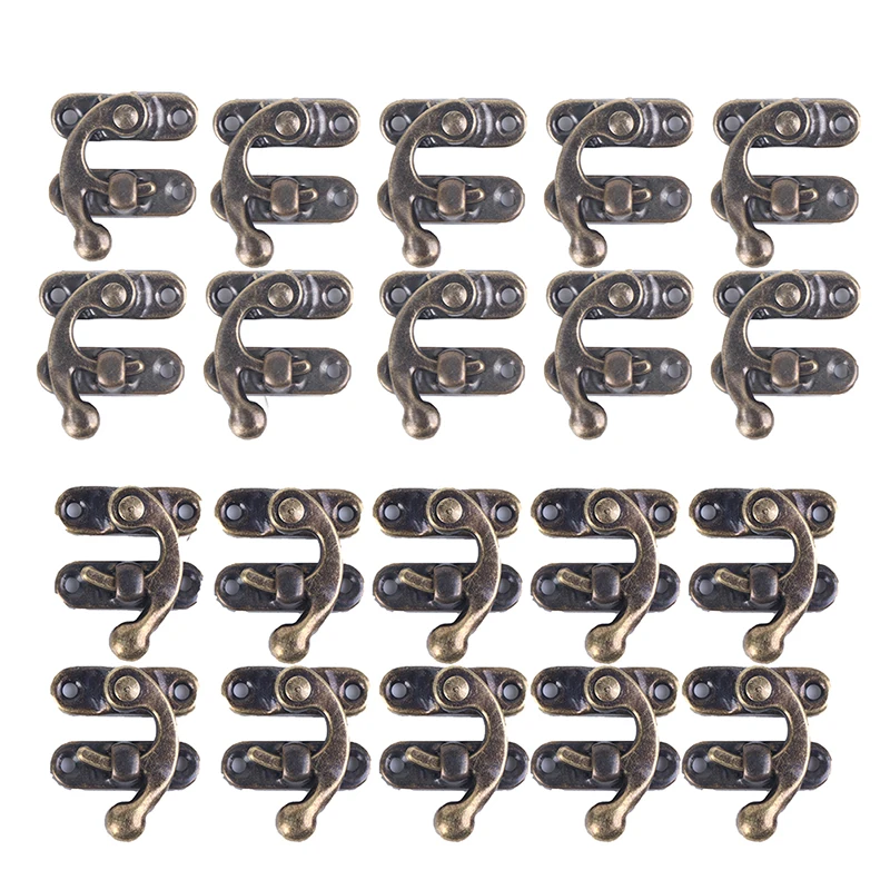 

10PCS Vintage Metal Hardware Furniture Wooden Box Leather Bag Hardware Decorative Latch Clasps Lock Padlock Hasp With Screws