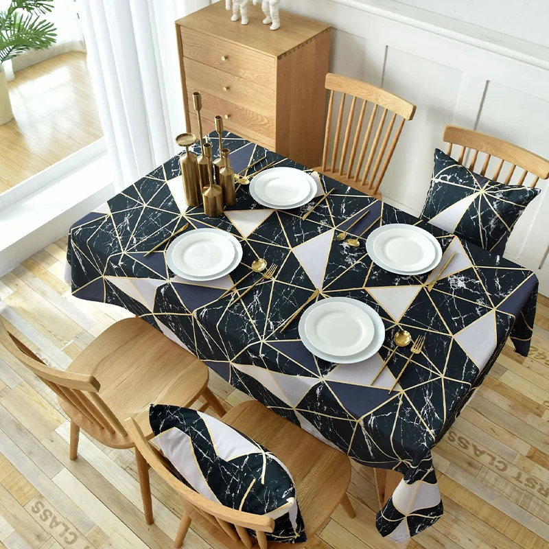 Водонепроницаемый Nordic Стиль черный скатерть с геометрическим рисунком столовая