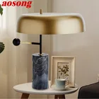 Современная настольная лампа AOSONG, роскошная черная настольная лампа, домашний светодиодный мраморный декоративный светильник для фойе, гостиной, офиса, спальни