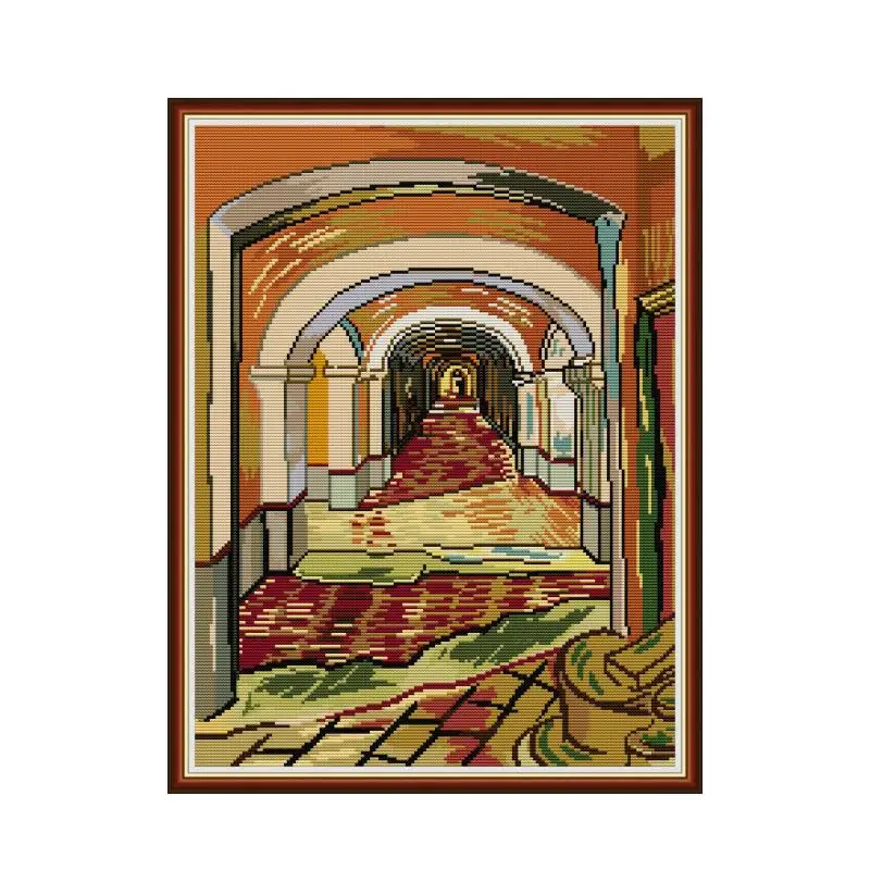 

Van Gogh-Corridor in the asylum cross stitch kit aida 14ct 11ct count printed canvas stitches embroidery DIY handmade needlework