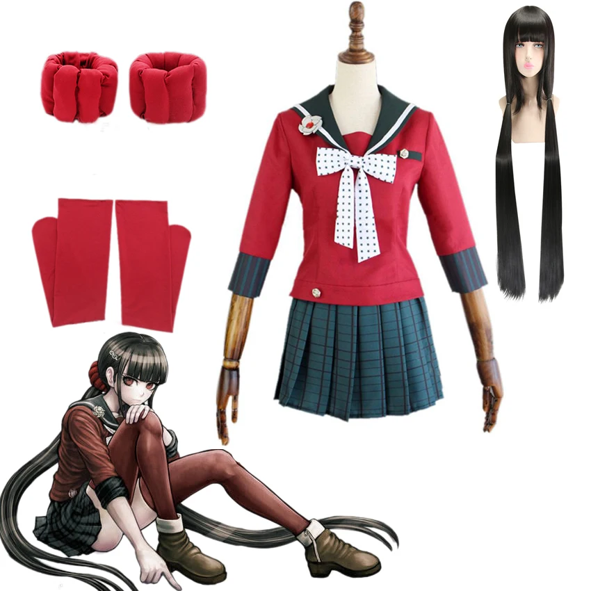 New danganronpa v3 killing harmony harukawa maki school uniform female girl cosplay costume set and wig halloween party costume