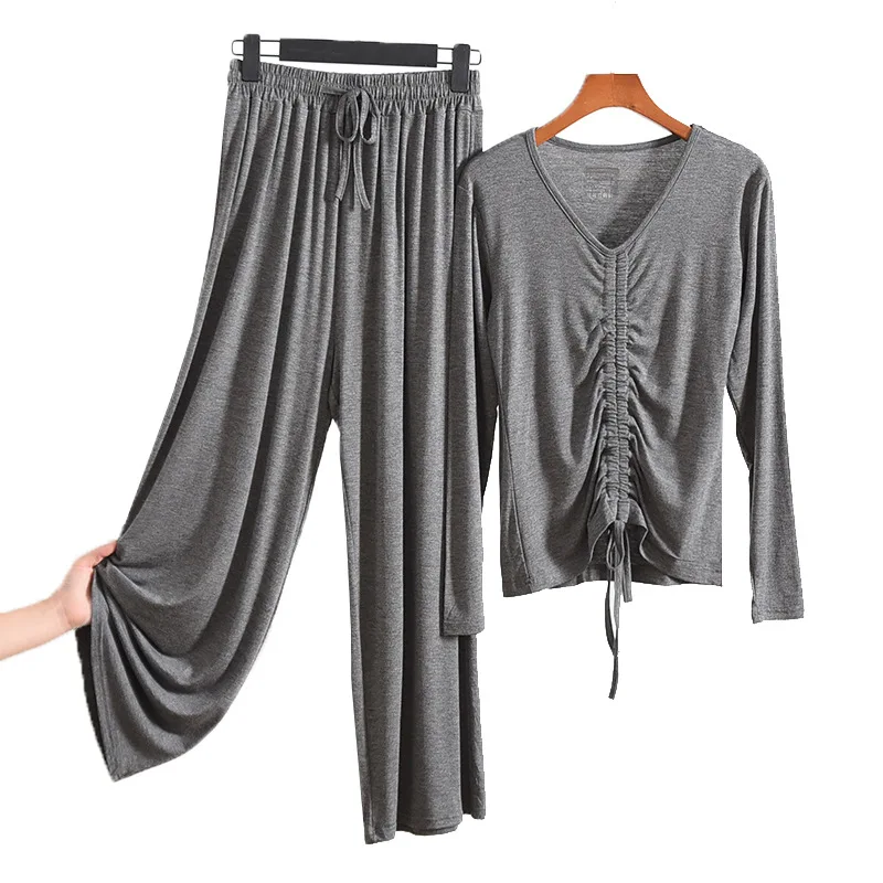 

2 piece set Women tracksuits Modal Cotton Long Sleeve Thin Spring Women's Cute Outer Wear Loose-Fit Homewear two pieces suits