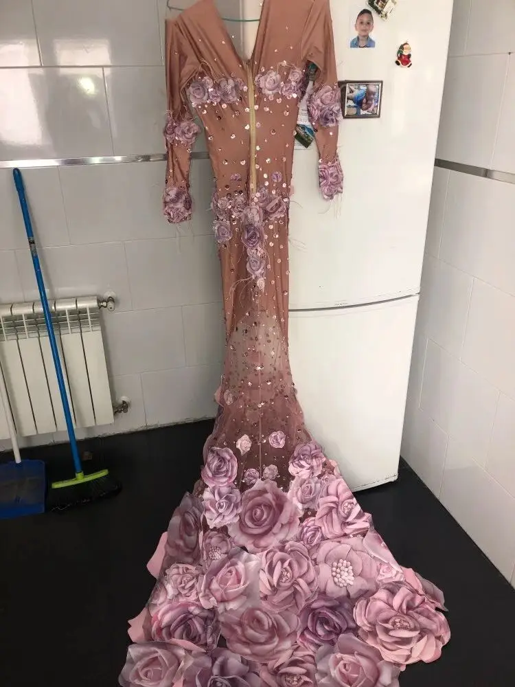 Новое длинное Сетчатое платье с розовыми цветами сексуальное прозрачное