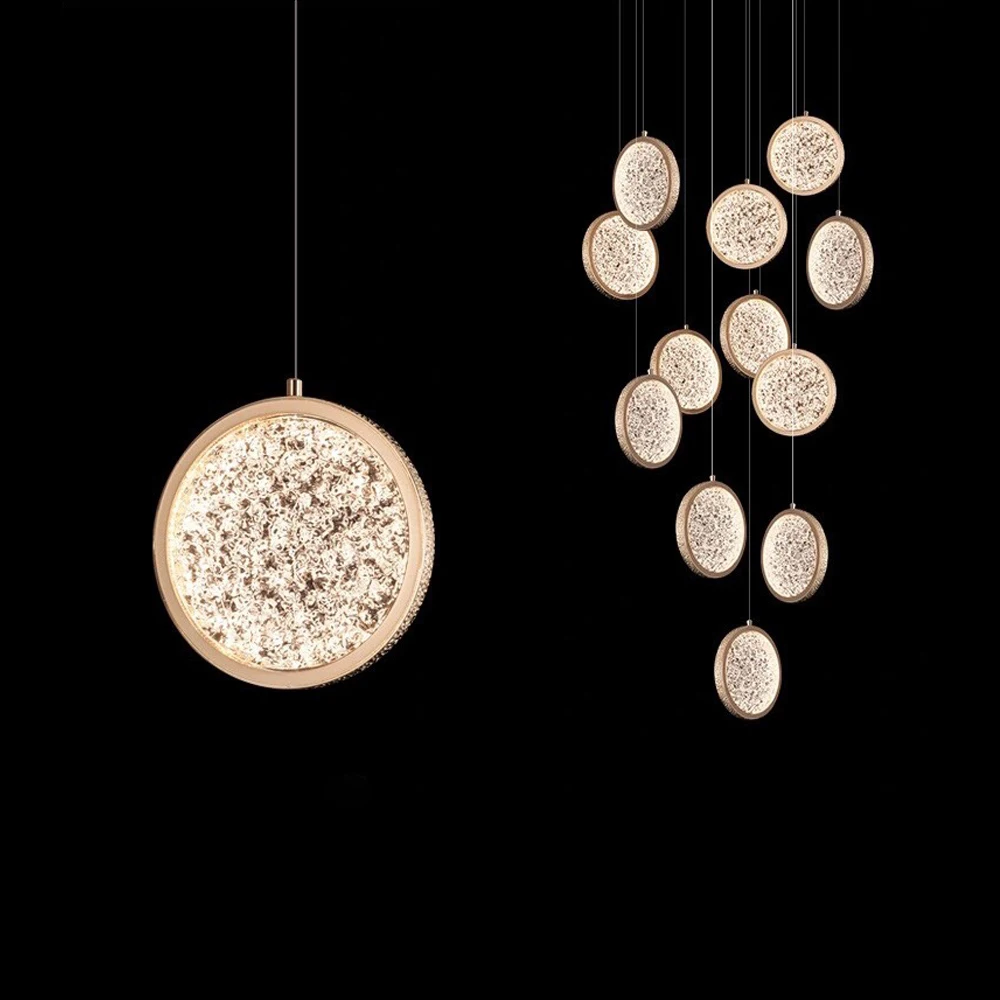 

Светодиодный Золотой подвесной светильник, современный минималистичный круглый светильник для гостиной, спальни, столовой, ресторана, лам...