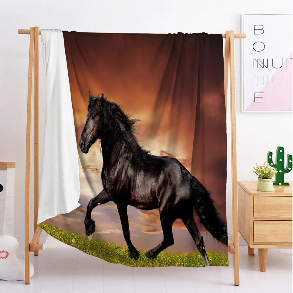 Prezzo UN Cavallo In Corsa Animale Custom Coperte Di Grandi Dimensioni E Di Piccole Dimensioni Rimessa Laterale Coperta Arazzo Sacco A Pelo Coperta Di Flanella Coperta Di Biancheria Da Letto