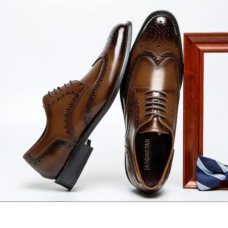 

Туфли Nice Pop мужские классические кожаные, роскошные свадебные ботинки для жениха, обувь для деловых встреч, вечеринок, повседневные оксфорд...