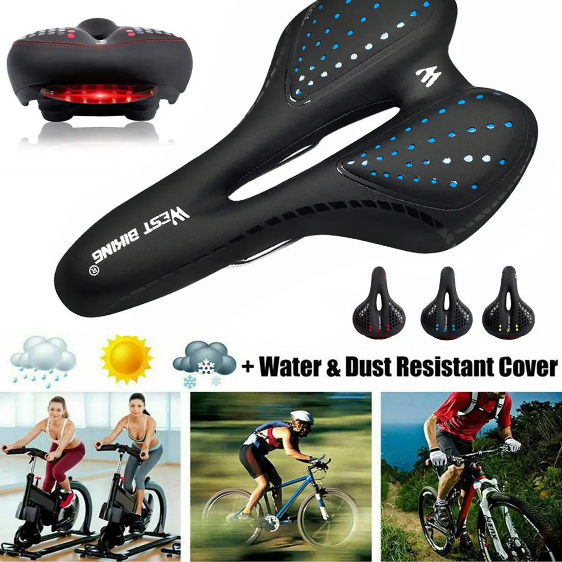 

Bicycle Saddle Shock Absorbing Anti-skid Surface Silica Filled Gel Comfortable Cycling Seat Bicycle Saddle Road Mountain Bike