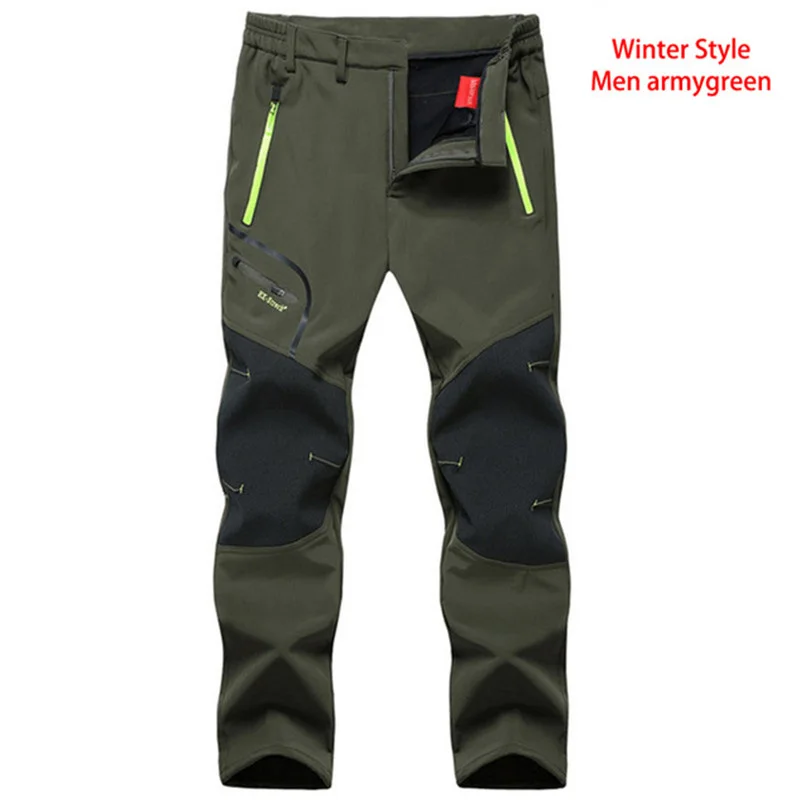 winter men armygreen Luţu флисовые штаны для активного отдыха мужчин осень Softshell Штаны Открытый Брюки женские водонепроницаемые thremal горных походов лыжные брюки - Цвет: winter men armygreen