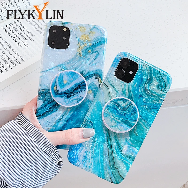 FLYKYLIN раковины мраморный чехол для iPhone 11 12 Pro Max задняя крышка Huawei P20 Lite P30