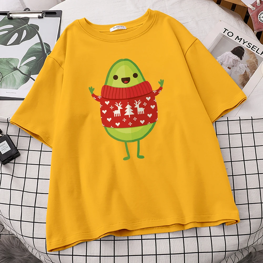 Рождественский свитер с изображением авокадо милые футболки фруктовым принтом